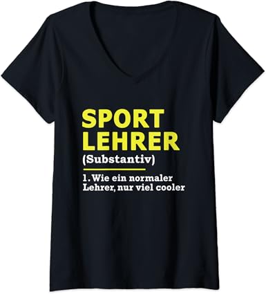 Damen Sportlehrer Sport Lehrer Spruch T-Shirt mit V-Ausschnitt : Amazon ...